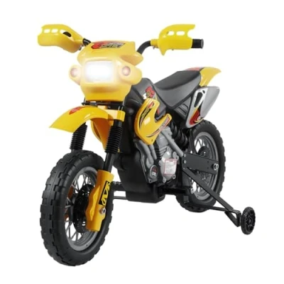 Image de HOMCOM Moto Cross électrique Enfant 3 à 6 Ans V phares klaxon musiques 102 x 53 66 cm Jaune et Noir