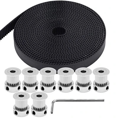 Image de TUZUK GT2 Poulie de Distribution 9mm, 8pcs 5mm 20 Dents et 5 mètres Caoutchouc 2mm Pas 9mm Large Courroie avec Clé Allen pour Imprimante 3D CNC