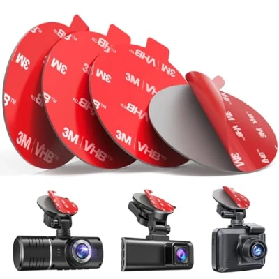 Image de volport Lot de 4 pastilles adhésives 3M Pour caméra embarquée Résistantes à la chaleur Double face Extra puissant Rondes VHB pare brise, Nextbase, Garmin, Dashcam GPS Support