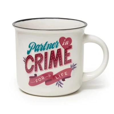 Image de Legami Cup Puccino, Tasse en porcelaine New Bone China Tema Partner Crime, Take a Break Collection, capacité 350 ml, lavable au lave vaisselle, utilisable micro ondes