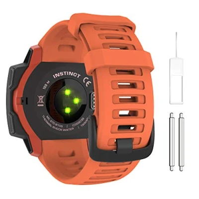 Image de MoKo Bracelet Compatible avec Garmin Instinct/Instinct Solar/Tactical/Instinct 2 Montre GPS, 22mm de Remplacement en Silicone Souple, Rouge Feu