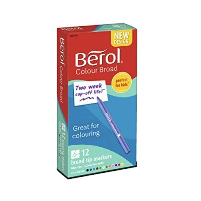 Image de Berol Colour Broad Feutres de Coloriage Pointe Large Assortiment Couleurs (Lot 12)