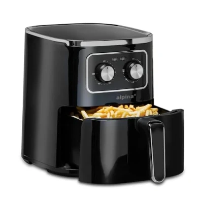 Image de alpina Air Fryer 4.5L Fritseuse Sans Huile pour 3 à 4 Personnes Airfryer Electrique avec Température Réglable de 80C 200C Minuterie jusqu&#039;à 60 minutes 1450W Noir