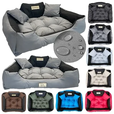 Image de KING DOG Un lit pour très Grands Chiens 3XL 145x115 cm Coussin imperméable Chien Canapé adapté au Lavage Moelleux et Douillet, Super Doux Made in EU Gris