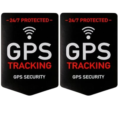 Image de Set d&#039;autocollants &quot;GPS TRACKING&quot;, 2 pcs, 5 x 3,5 cm, film autocollant, adhésif extérieur, autocollant d&#039;avertissement intérieur et de signalisation GPS avec alarme