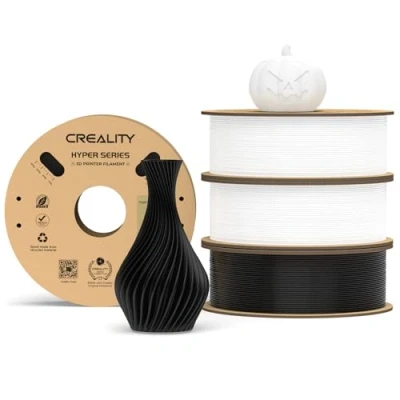 Image de Creality Official Hyper PLA Filament Blanc+Blanc+Noir+Noir 4Kg, pour Impression à Haute Vitesse, Durable, Performance de Surplomb Précision Dimensionnelle +/ 0.03mm, 4 Rouleaux