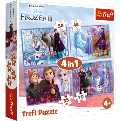 Image de Trefl Eine Reise ins Unbekannte, Frozen 2 35 à 70 Pièces 4 Sets pour Enfants partir de Ans Puzzle, Single, 34323, Voyage dans l&#039;inconnu Disney La Reine des Neiges