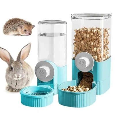 Image de Abreuvoir Et Alimentateur Automatique, Distributeur Automatique De Nourriture À Suspendre d&#039;eau Mangeoire Eau Lapin pour Chat,