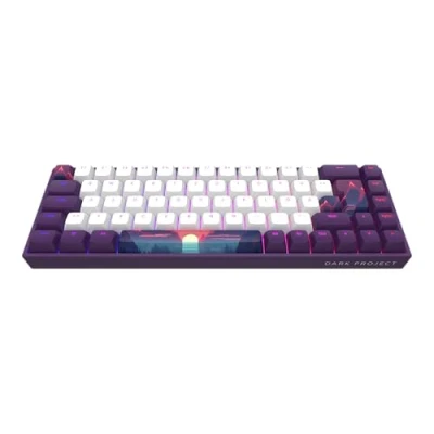Image de Dark Project clavier de jeu Sunrise 68, 68 touches, commutateurs mécaniques G3MS Sapphire, stabilisateurs graissés, rétroéclairage RVB personnalisable, filaire USB, violet