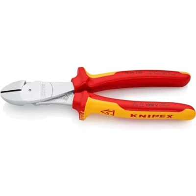 Image de Knipex Pince coupante de côté à forte démultiplication chromée, isolées par gaines bi matière, certifiées VDE 200 mm 74 06