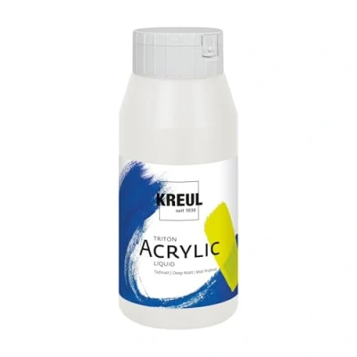 Image de KREUL 17017 Solo Goya Triton Peinture acrylique Blanc Flacon de 750 ml Séchage rapide avec un aspect mat Qualité étude à base d’eau polyvalente, opaque et économique