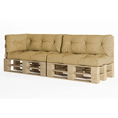 Image de chilly pilley Coussin De Palette EU Flocons Mousse pour Meublespalette Dossier Canapé Siège Latéral Ensemble Coussins Nombreuses (5er Set Beige)