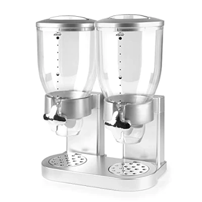 Image de LACOR 62597 Distributeur de céréales, Fruits secs, pâtes et Bonbons, Double récipient, Deux récipients 3,5 L, système Rotatif, sans BPA, 33 x 20 42 cm, Gris