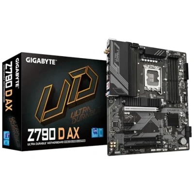 Image de Gigabyte Carte mère Z790 D AX Prend en charge les processeurs Intel Core 14e génération, VRM numérique 12+1+1 phases, jusqu&#039;à 7600 MHz DDR5 (OC), 3 x PCIe 4.0 M.2, Wi Fi 6E, LAN 2,5 GbE, USB 3.2 Gen