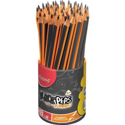 Image de Maped 46 crayons graphite Black’Peps Jumbo HB embout peint corps triangulaire large Pot de à papier