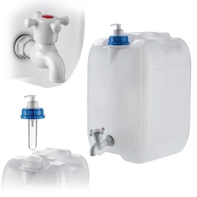 Image de KADAX bidon d&#039;eau avec robinet de vidange, réservoir bec d&#039;eau, intégré et distributeur savon, camping (20 l)