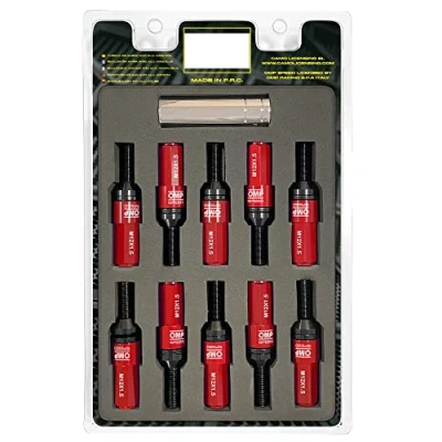 Image de Omp Speed Set vis Performance avec protection en aluminium M12X1.5 Hex: 17 19 L 28 mm, couleur rouge 7075+DIN 12.9, 20+1 par boîte