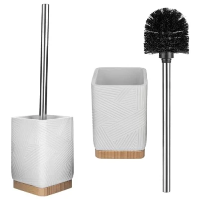 Image de KADAX brosse WC avec support, poignée et porte brosse, sans perçage (carré blanc)