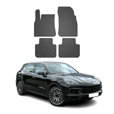 Image de Tapis de Sol Compatible avec Porsche Cayenne 2017 2022 Caoutchouc Noir