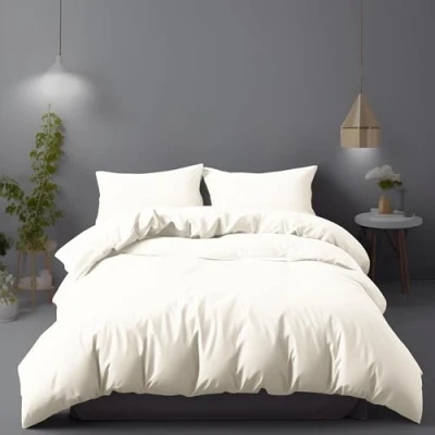 Image de LivinEase Housse de Couette 155x220 cm avec 2 taies d&#039;oreiller 80x80 Parure lit 155 x 220 Parures en Microfibre brossée Douce
