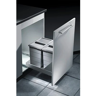 Image de HAILO Poubelle encastrable 2 bacs pour meuble coulissant 50L (24+24) Bottom Mount