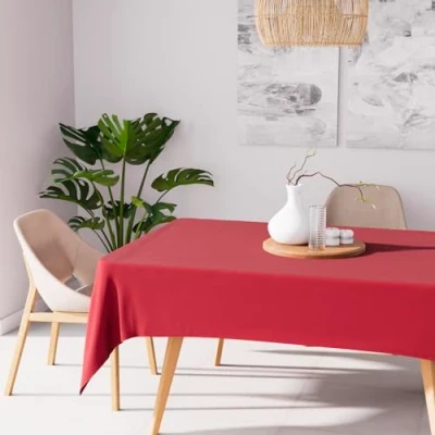 Image de Soleil d&#039;ocre, Alix Nappe Rectangle Anti tâches, Polyester, Rouge, 140x300 cm