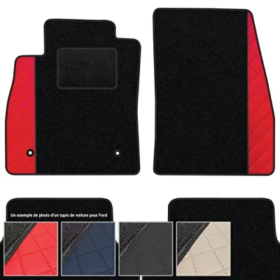 Image de Tapis de Voiture en Moquette 4 pièces Sol antidérapant pour Automobile Un Design Accrocheur Adapte pour: Ford Ranger Depuis 2015 Rouge
