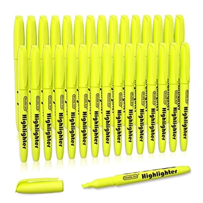 Image de Shuttle Art Surligneur Jaune, 30 Surligneurs Fluos de Couleur Jaune à Pointe Biseautée, Non Toxique et Sécher Rapidement, Bien pour les Enfants Adultes la Soulignage l’École ou au Travail