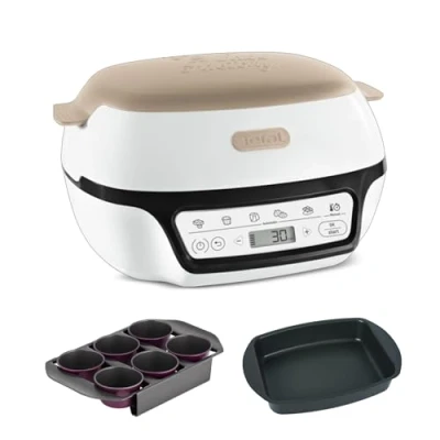 Image de Tefal Machine à gâteau intelligente, 5 programmes automatiques, Réglage idéal de la température et du temps, Moule en aluminium antiadhésif, 6 Moules muffins Creabake, Cake Factory KD804910