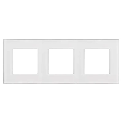 Image de Maclean MCE731W 3 fach Glasrahmen Panel 228x86mm für Steckdose Modulare Wandsteckdose Unterputzdose Wanddose Einbaudose Unterputz Montage (3 Steckdose, Weiß)