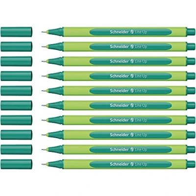 Image de Schneider 191014 Fineliner Line Up (épaisseur de trait 0,4 mm, en plastique biosourcé) vert nautique, Lot 10