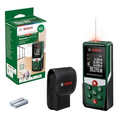 Image de Bosch télémètre laser UniversalDistance 40C (mesure précise de distances jusqu’à 40 m, connectivité Bluetooth, fonctions mesure, dans boîte carton)