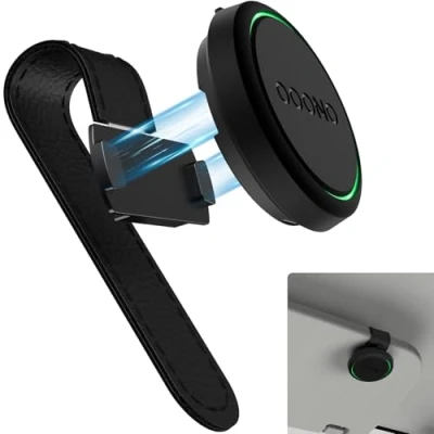 Image de SUPMEGA support magnétique de pare soleil voiture pour OOONO CO Driver NO2, en cuir avec aimants intégrés, compatible le détecteur flash NO2