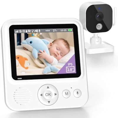 Image de OBVHNUA Babyphone Camera 2,8 inches Moniteur Bébé 720P HD 2000mAh Vidéo Surveillance Écran IPS USB C 2,4 GHz Zoom Vision Nocturne VOX Communication Capteur de Température Support 2 Caméras