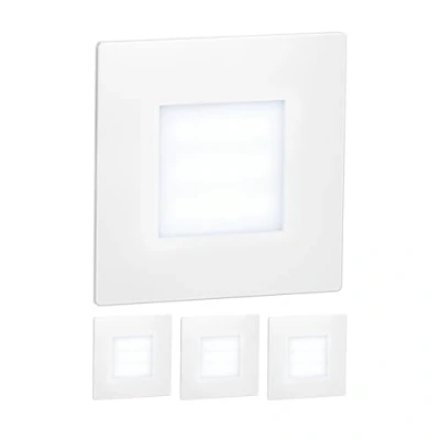 Image de ledscom.de 4 pièces Lumière d&#039;escalier LED/lampe murale encastrée FEX pour l&#039;intérieur et l&#039;extérieur, carrée, 85 x 85mm, blanc froid