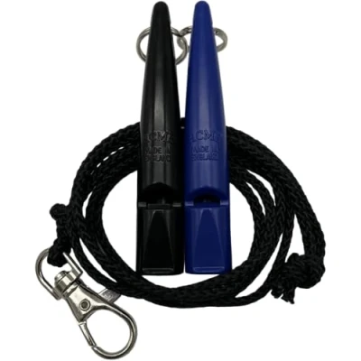 Image de ACME sifflet pour chien n 210,5 avec bande de En lot 2 sifflets bandes Idéal le rappel Puissant et large (noir + bleu baltique)