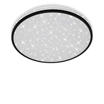 Image de BRILONER Leuchten Éclairage plafonnier LED, avec décor d&#039;étoiles, 24 Watt, 2 200 Lumen, 4 000 Kelvin, blanc et noir, Ø 38cm