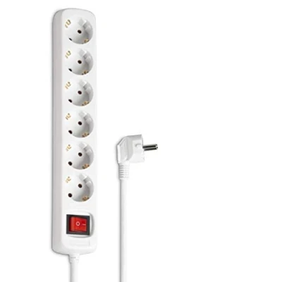 Image de Hama Multiprise 6 prises 16A avec Interrupteur (Rallonge multiprises 1.4m, Bloc Type F Schuko, Idéal Bureau PC luminaires, Atelier, Meuble TV, Garage ) Blanc