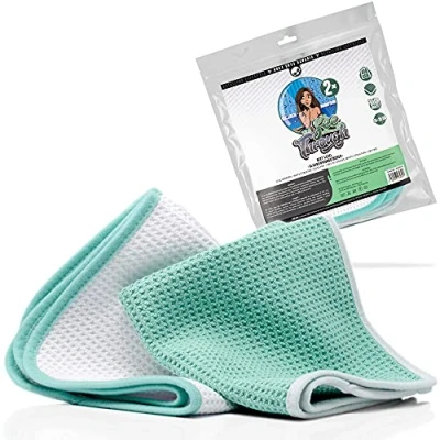Image de Nuke Guys See Through Lot de 2 chiffons nettoyage pour vitres voiture sans traces en microfibre gaufrée 35 x cm 450 g/m²
