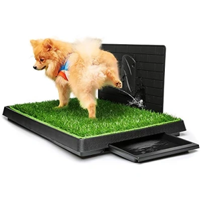 Image de Hompet Tapis d&#039;herbe pour Chien avec Plateau Grand, d&#039;apprentissage de la propreté cloison d&#039;urine, Patch Gazon Artificiel Une Utilisation en intérieur et extérieur