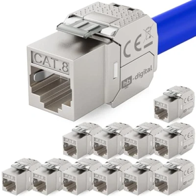 Image de hb digital 12x CAT 8.1 Keystone Module Jack Câble de Brassage 8 2000MHz 40Gbs pour CAT7a CAT7 Pose Connecteur Blindage STP Prise RJ45 Réseau Panneau Ethernet