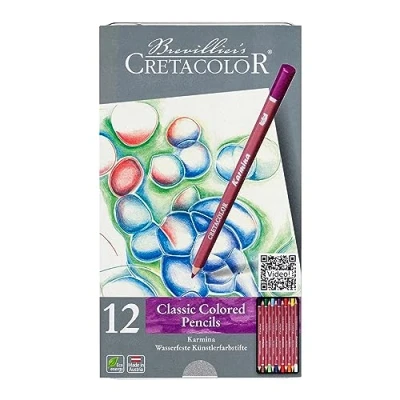 Image de CRETACOLOR Karmina, crayons d&#039;artiste résistants à l&#039;eau, 12 couleurs, couleurs intenses, enduction douce et saturée, miscibles, mine de 3,8mm