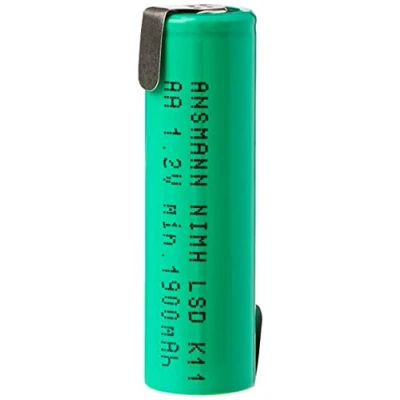 Image de ANSMANN Pile Industrielle NiMH Type AA avec Pattes à souder (1 PCE) Accumulateur pour Articles de modélisme, Rechange Blocs d&#039;accu, etc. 1,2V 1900 mAh