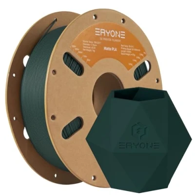 Image de ERYONE Filament Pour Imprimante 3D PLA Mat1 kg 1 Spool, 1.75mm +/ 0.03mm, Noir Mat Vert Forêt