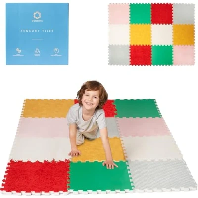 Image de Tapis Sensoriel Puzzle Enfants Autistes Sol Emboîtable Exploration Multisensorielle De Massage Jouets Sensoriels, Tactiles Orthopédique (Set 2)