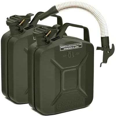 Image de BW® Jerrican en métal 2 x 5 l Avec bec verseur Vert bronze RAL 6031 F9 Certifié TÜV et homologation ONU Fabriqué Europe