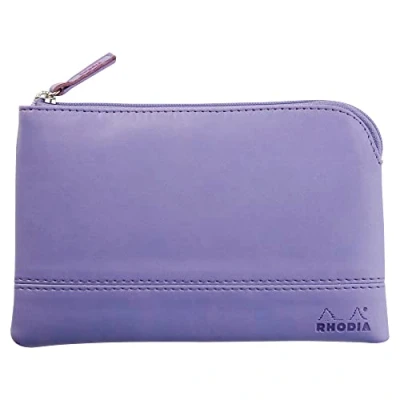 Image de RHODIA 116539C Pochette Zippée en Simili Cuir Iris Taille S (11 x 17 cm) Coutures Véritables Intérieur Tissu Orange Rangement Documents, Petites Fournitures