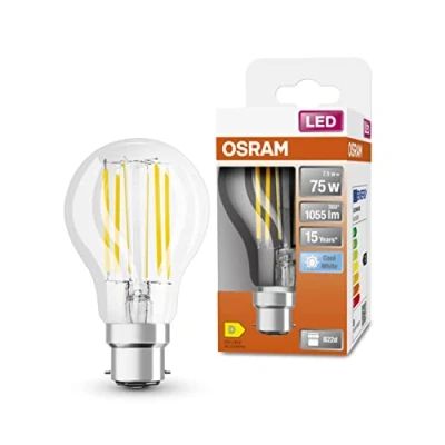 Image de OSRAM LED Star ampoule à filament clair, culot B22d, blanc froid (4000K), forme d&#039;ampoule, jeu de remplacement pour les ampoules conventionnelles 75W, 1 pack
