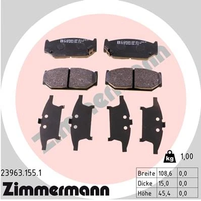 Image de ZIMMERMANN 23963.155.1 Jeu de plaquettes frein avec indicateur d&#039;usure la photo correspond au contenu livraison SUZUKI: SWIFT 4, 3