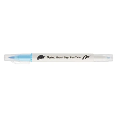 Image de Pentel SESW30C T136E Brush Sign Pen Twin Feutre à deux pointes flexibles Encre base d&#039;eau Bleu bébé